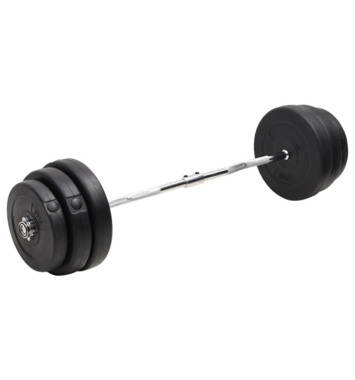 Barre d'haltères ondulée avec plaques 90 kg | Mobilier & Déco