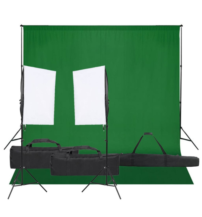 Kit de studio photo avec éclairage et toile de fond | Mobilier & Déco