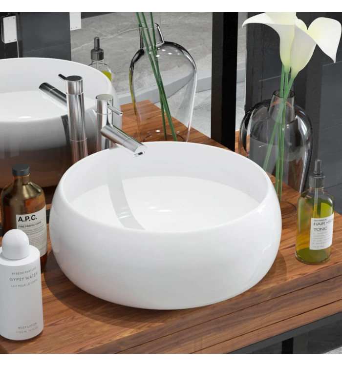 Lavabo ronde Céramique Blanc 40 x 15 cm | Mobilier & Déco