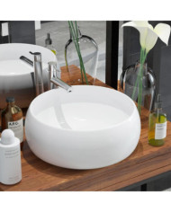 Lavabo ronde Céramique Blanc 40 x 15 cm | Mobilier & Déco