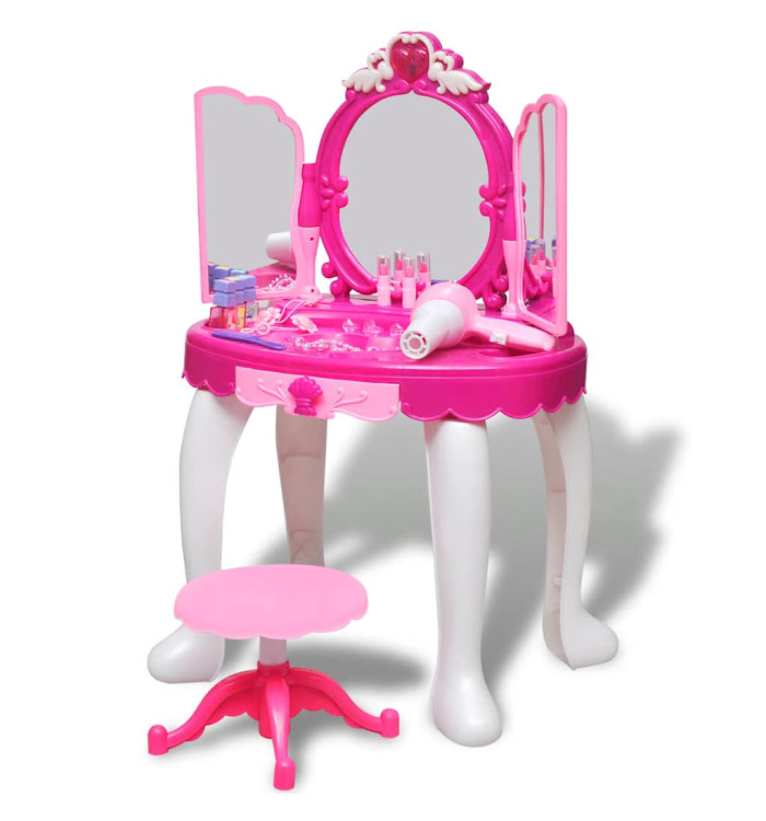 Coiffeuse jouet 3 miroirs pour enfants avec lumière et son | Mobilier & Déco