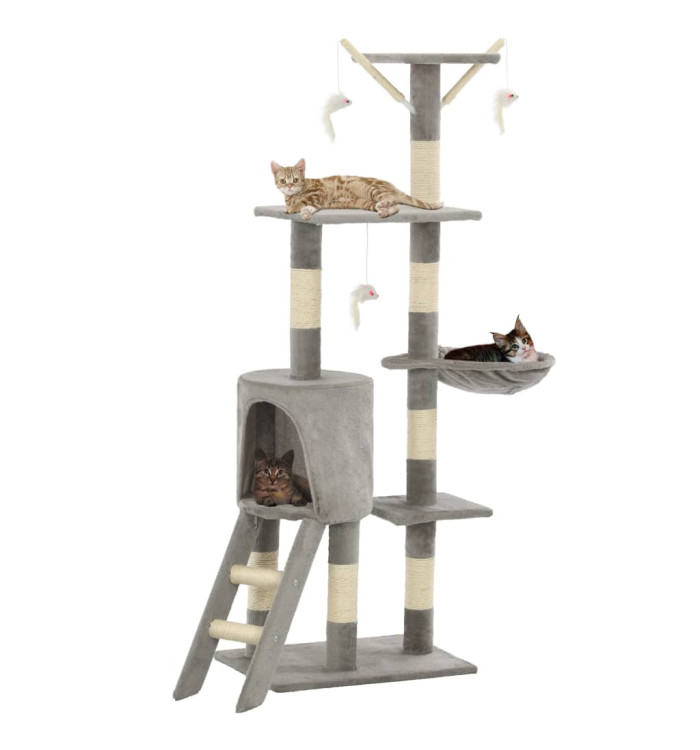 Arbre à chat avec griffoirs en sisal 138 cm Gris | Mobilier & Déco