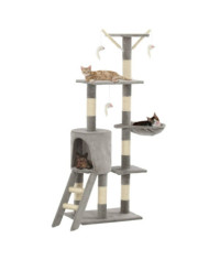 Arbre à chat avec griffoirs en sisal 138 cm Gris | Mobilier & Déco