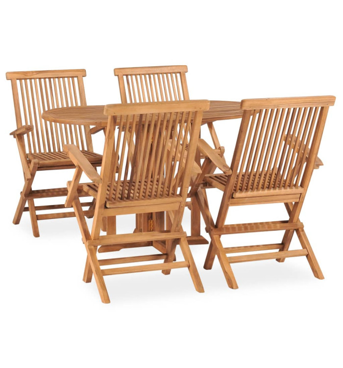 Ensemble à manger d'extérieur pliable 5 pcs Bois solide de teck | Mobilier & Déco