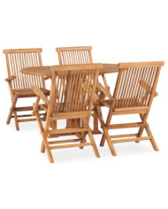 Ensemble à manger d'extérieur pliable 5 pcs Bois solide de teck | Mobilier & Déco