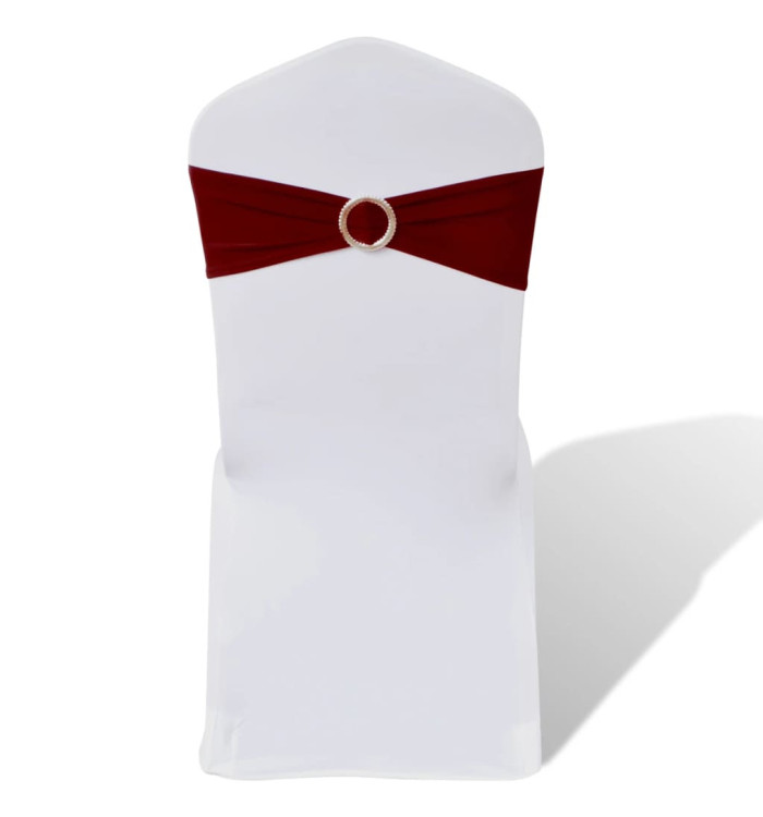 Ruban décoratif élastique avec boucle de chaise 25 pcs Bordeaux | Mobilier & Déco