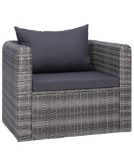 Chaise de jardin avec coussin et oreiller Résine tressée Gris | Mobilier & Déco