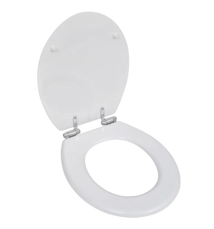Siège de toilette MDF Couvercle à fermeture en douceur Blanc | Mobilier & Déco