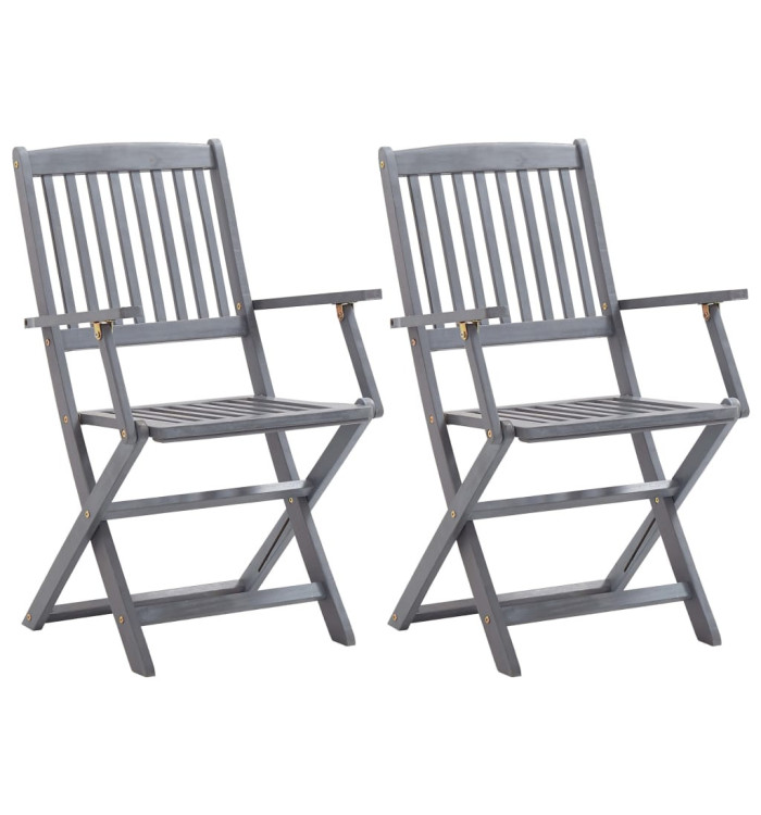 Chaises pliables d'extérieur lot de 2 Bois d'acacia solide | Mobilier & Déco