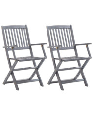 Chaises pliables d'extérieur lot de 2 Bois d'acacia solide | Mobilier & Déco