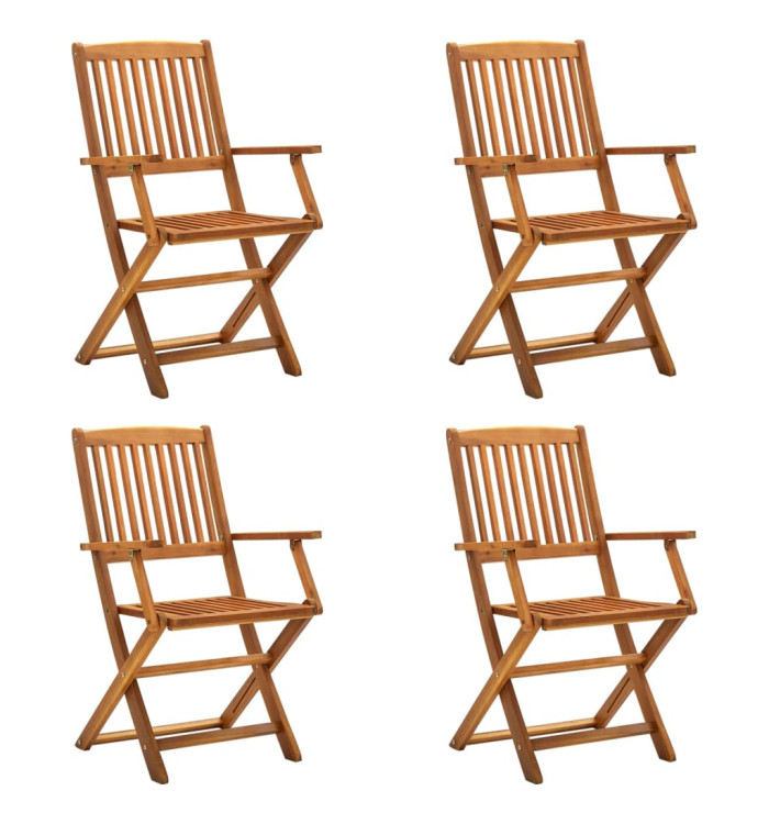 Chaises pliables d'extérieur lot de 4 Bois d'acacia solide | Mobilier & Déco