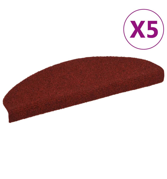 Tapis autoadhésifs de marches 5 pcs Rouge 65x21x4 cm Aiguilleté | Mobilier & Déco