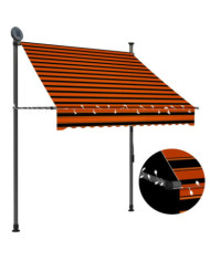 Auvent manuel rétractable avec LED 150 cm Orange et marron | Mobilier & Déco
