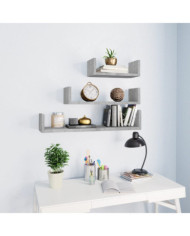 Étagères murales 3 pcs Gris béton Bois d'ingénierie | Mobilier & Déco