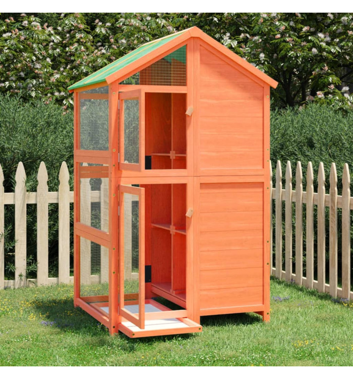 Maison à oiseaux marron 97x81x152 cm bois massif de pin | Mobilier & Déco