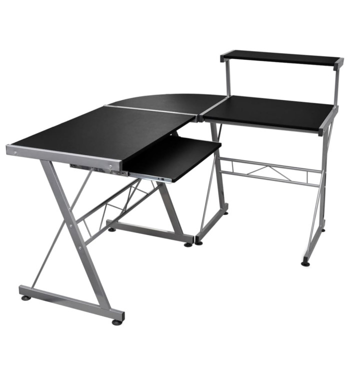 Bureau d'ordinateur d'angle Noir 132x112x99cm Bois d'ingénierie | Mobilier & Déco