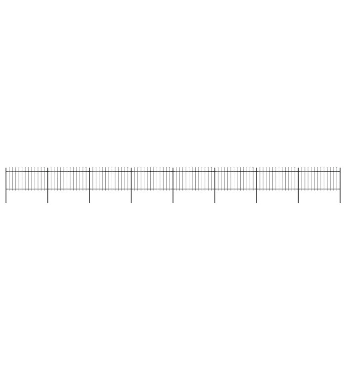 Clôture de jardin avec dessus en lance Acier 13,6 x 1 m Noir | Mobilier & Déco