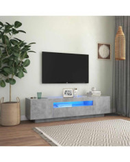 Meuble TV avec lumières LED gris béton 160x35x40 cm | Mobilier & Déco
