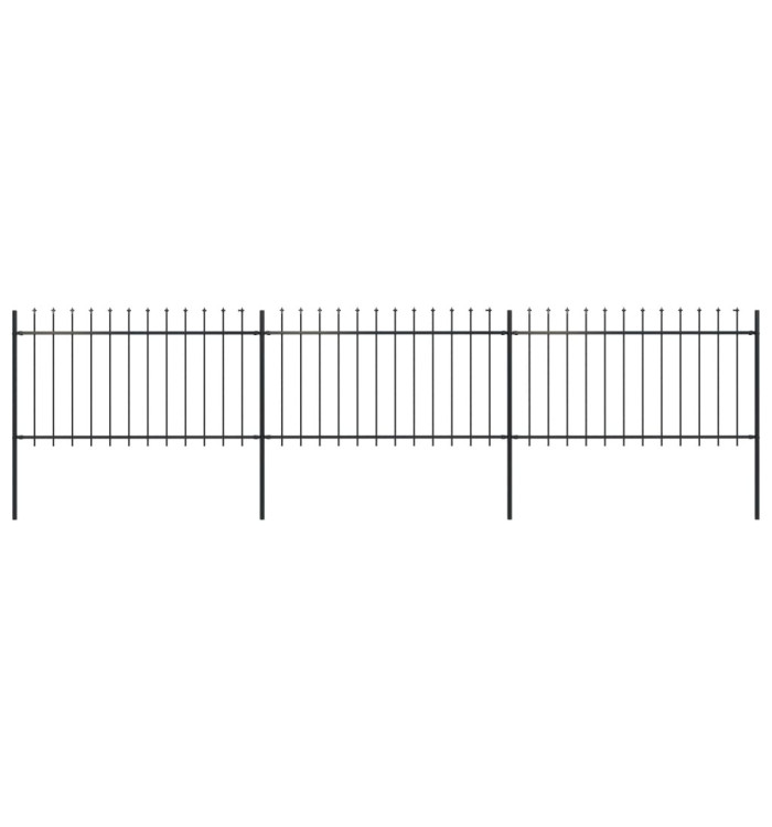 Clôture de jardin avec dessus en lance Acier 5,1 x 1 m Noir | Mobilier & Déco
