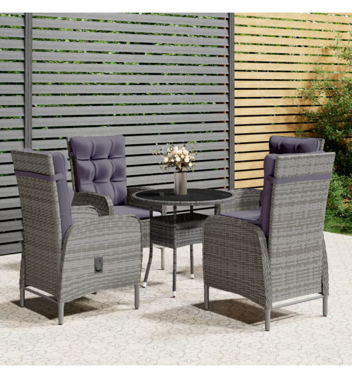 Ensemble de bistro de jardin 5 pcs Résine tressée Gris | Mobilier & Déco