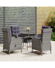 Ensemble de bistro de jardin 5 pcs Résine tressée Gris | Mobilier & Déco