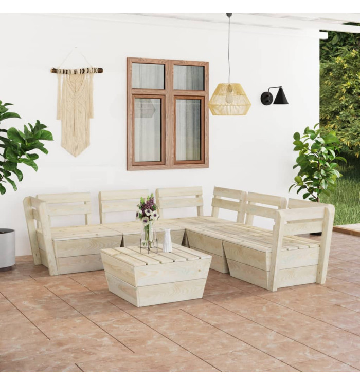 Salon de jardin palette 6 pcs Bois d'épicéa imprégné | Mobilier & Déco