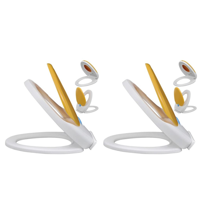 Sièges de toilette et couvercles 2 pcs Plastique Blanc et jaune | Mobilier & Déco