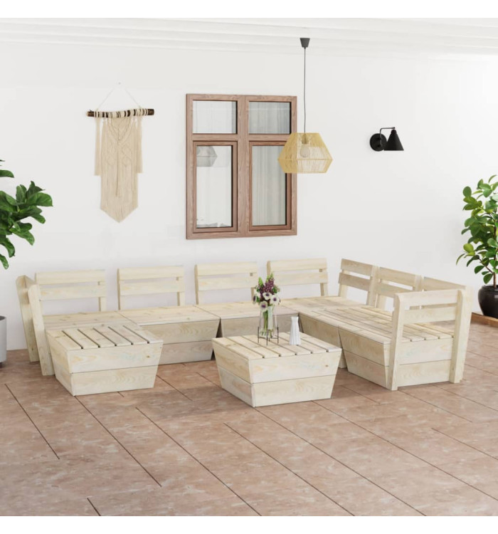 Salon de jardin palette 8 pcs Bois d'épicéa imprégné | Mobilier & Déco