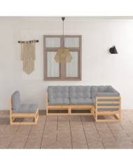 Salon de jardin 5 pcs avec coussins Bois de pin massif | Mobilier & Déco