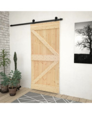 Porte coulissante avec kit de quincaillerie 80x210cm Pin massif | Mobilier & Déco
