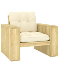 Chaise de jardin avec coussins crème Bois de pin imprégné | Mobilier & Déco
