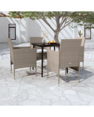 Ensemble à manger de jardin coussins 5 pcs Beige/noir | Mobilier & Déco