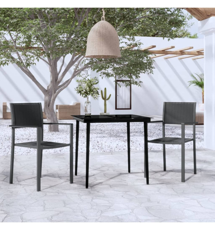 Ensemble à manger de jardin 3 pcs Noir | Mobilier & Déco