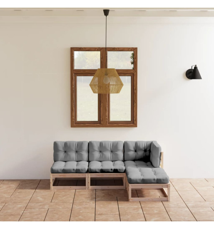 Salon de jardin 4 pcs avec coussins Bois de pin massif | Mobilier & Déco