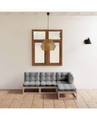 Salon de jardin 4 pcs avec coussins Bois de pin massif | Mobilier & Déco