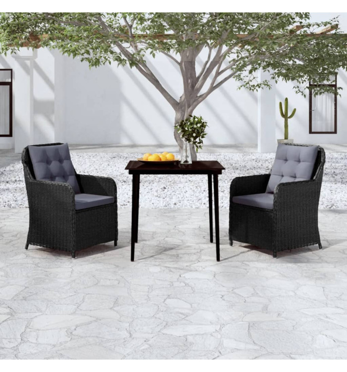 Ensemble à manger de jardin 3 pcs Noir | Mobilier & Déco