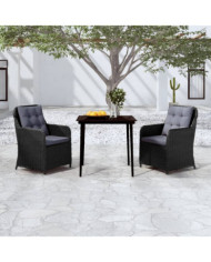 Ensemble à manger de jardin 3 pcs Noir | Mobilier & Déco