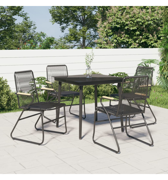 Ensemble à manger de jardin 5 pcs Noir Rotin PVC | Mobilier & Déco