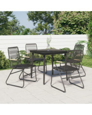 Ensemble à manger de jardin 5 pcs Noir Rotin PVC | Mobilier & Déco