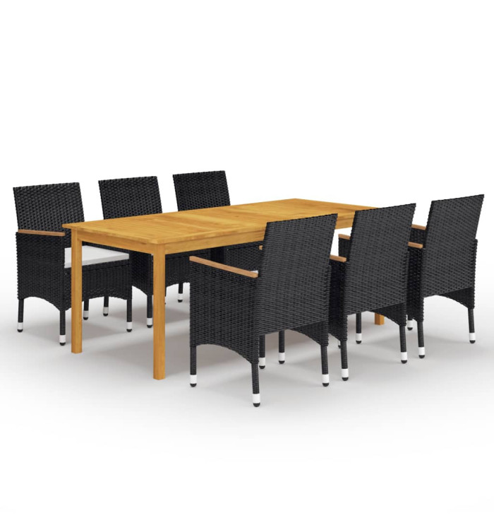 Ensemble à manger de jardin 7 pcs Noir | Mobilier & Déco