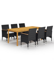 Ensemble à manger de jardin 7 pcs Noir | Mobilier & Déco