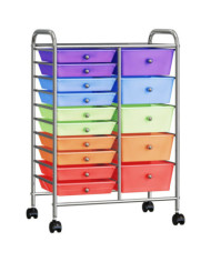 Chariot rangement mobile à 15 tiroirs XXL Multicolore Plastique | Mobilier & Déco