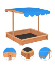 Bac à sable avec toit réglable Bois de sapin 115x115x115 cm | Mobilier & Déco