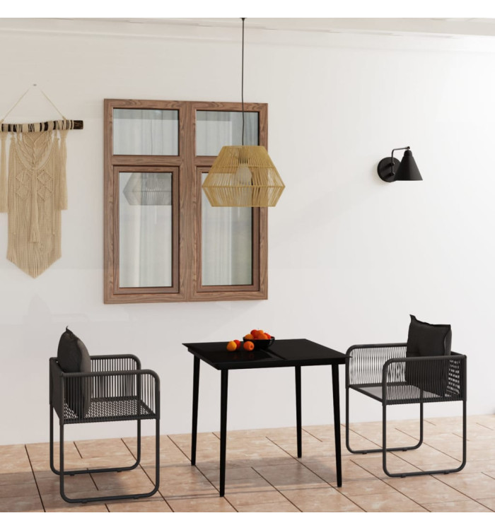 Ensemble à manger de jardin 3 pcs Noir | Mobilier & Déco