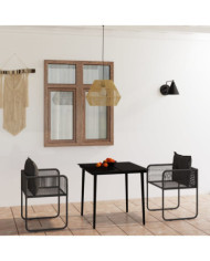 Ensemble à manger de jardin 3 pcs Noir | Mobilier & Déco