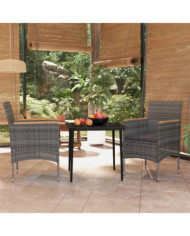 Ensemble à manger de jardin et coussins 3 pcs Gris et noir | Mobilier & Déco