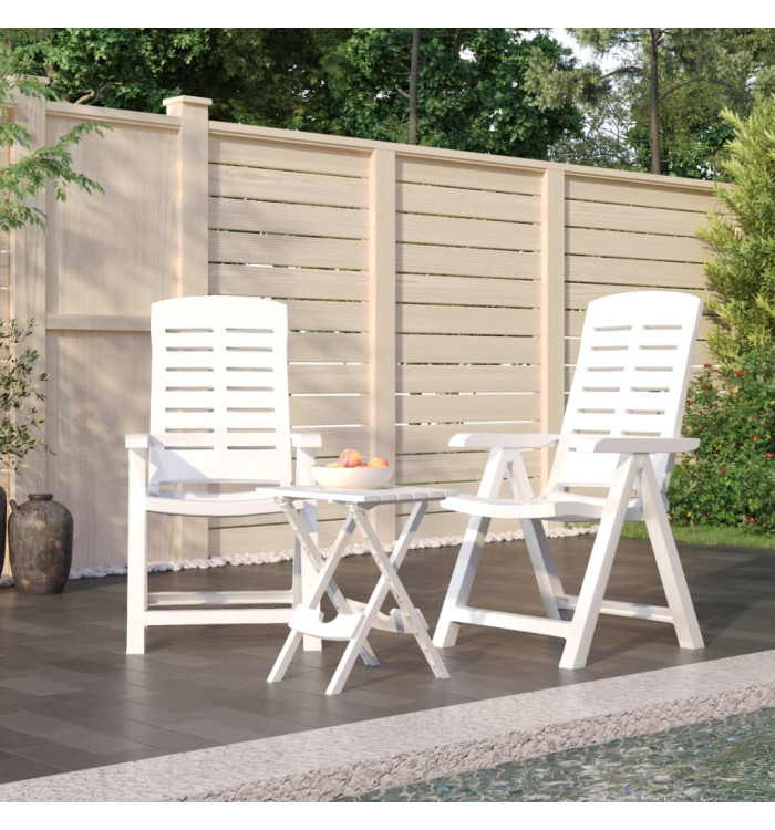 Ensemble à manger de jardin 3 pcs Blanc Polypropylène | Mobilier & Déco
