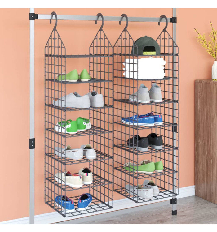 Organisateur de garde-robe suspendu avec 7 étagères 2 pcs | Mobilier & Déco