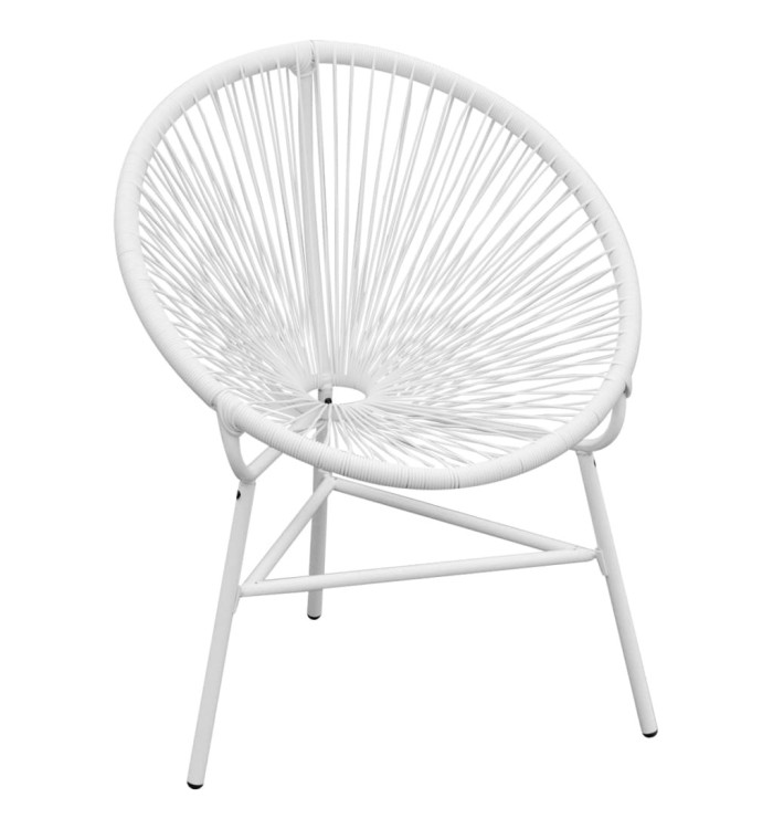 Chaise de jardin en corde forme de lune résine tressée blanc | Mobilier & Déco
