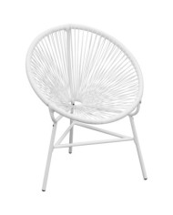 Chaise de jardin en corde forme de lune résine tressée blanc | Mobilier & Déco